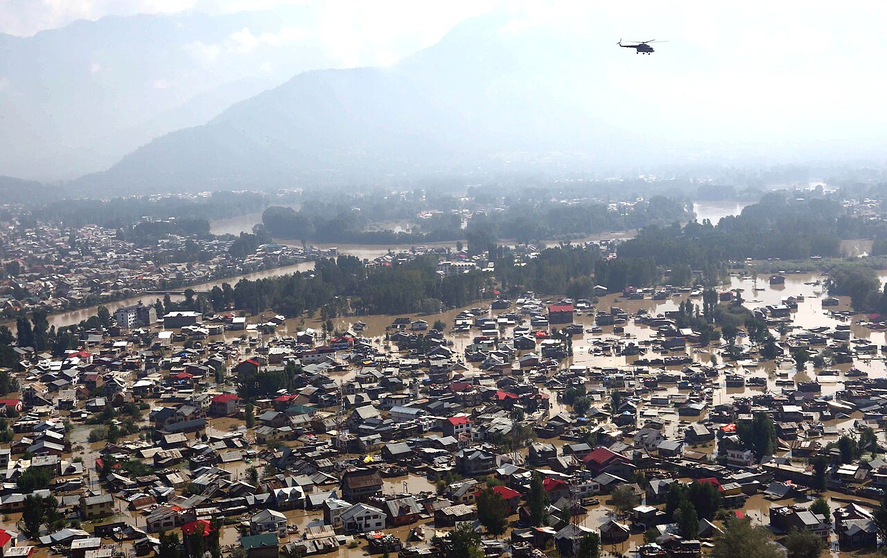 An aerial view of flood affected area of Jammu & Kashmir, on September 10, 2014.jpg