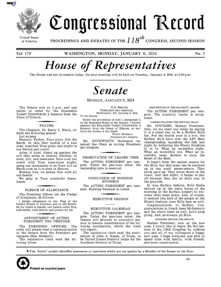 Congressional Record Volume 170, Issue 003, 2024-01-08.pdf