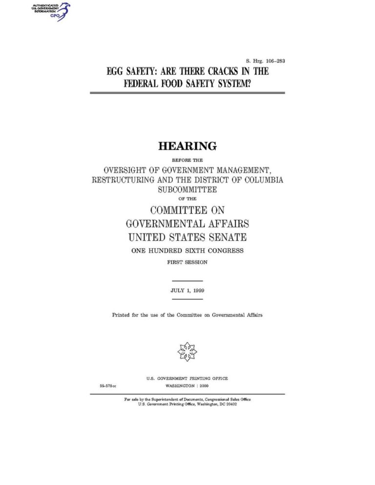 EGG SAFETY- ARE THERE CRACKS IN THE FEDERAL FOOD SAFETY SYSTEM? (IA gov.gpo.fdsys.CHRG-106shrg59578).pdf